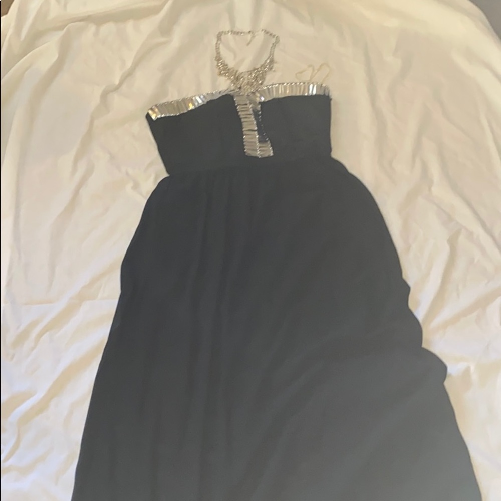 Black strap less dress